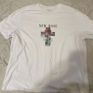 All Saints White Tee with Rose Graphic